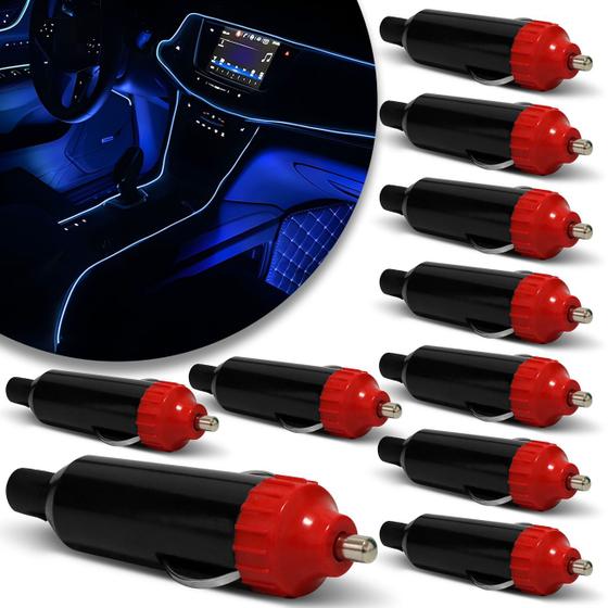 Imagem de Kit 10 Reator 12v Para Plug Fita Led Neon Painel Carro Preto com Vermelho