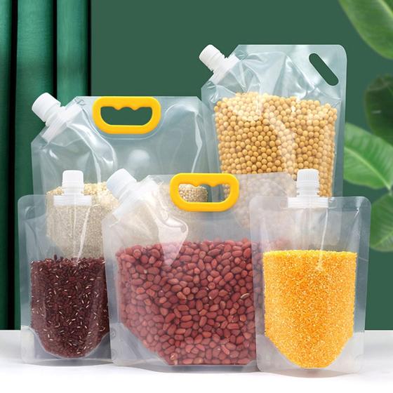 Imagem de kit 10 Recipientes em Silicone de 1,5L Para armazenar Alimentos/Grãos Hermético C/ Tampa Rosqueável