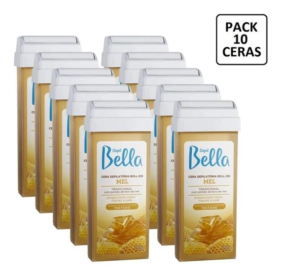 Imagem de Kit 10 Refil Cera Roll-On 100G Depilação Depil Bella Mel