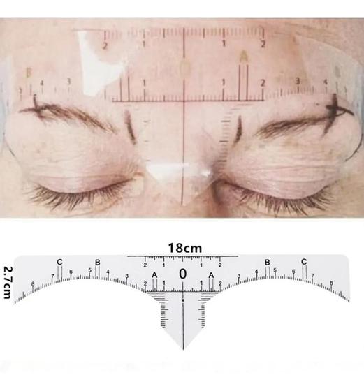 Imagem de Kit 10 Réguas M Adesiva Designer De Sobrancelhas E Micropigmentação 