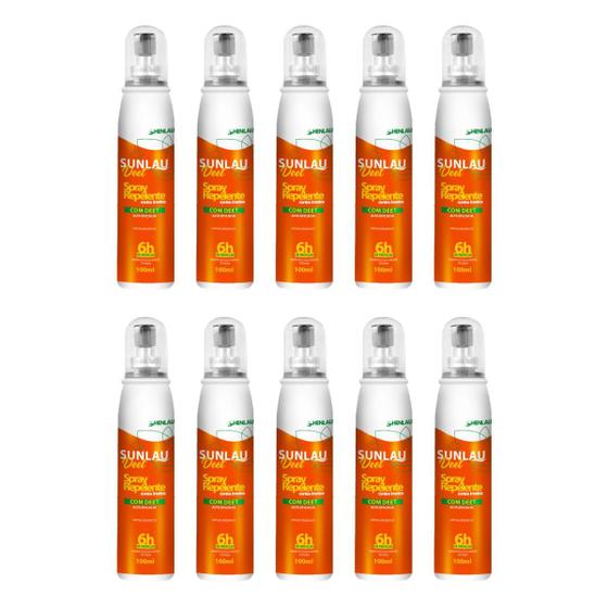 Imagem de Kit 10 Repelente Spray Deet 6h Contra Insetos 100ml