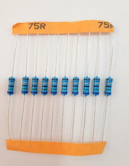 Imagem de Kit 10 Resistor Precisão 75R 1% 1/2W