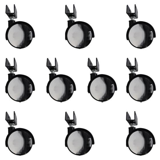 Imagem de Kit 10 Rodízios para Móveis com chapa U sem Trava com Face Espelhado G14 - Celsus