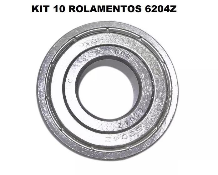 Imagem de Kit 10 Rolamentos para Betoneira Modelo 6204 Z