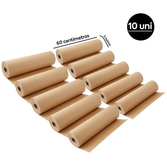 Imagem de Kit 10 Rolos Papeis Semi Kraft Mascaramento 60x5mts