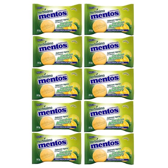 Imagem de Kit 10 Sabonete Mentos Limão Siciliano Sabão em Barra Frutas 80g Herbíssimo