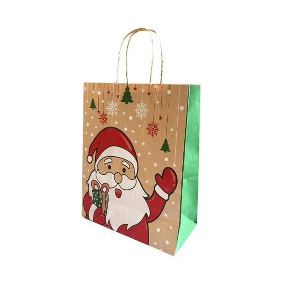 Imagem de Kit 10 Sacola Santa Claus Presente De Natal 23,5x17x31,5cm