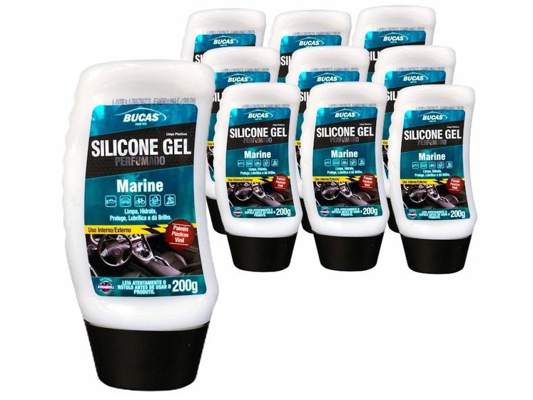 Imagem de Kit 10 Silicone Gel Painel Bucas Perfumado Marine 200g Limpa Hidrata Protege