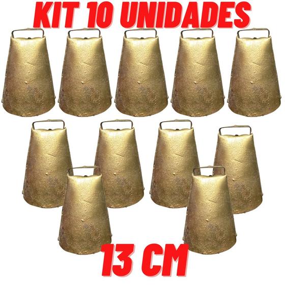 Imagem de kit 10 Sino Cincerro Boi Vaca Chocalho bezerro cabrito 13 Cm