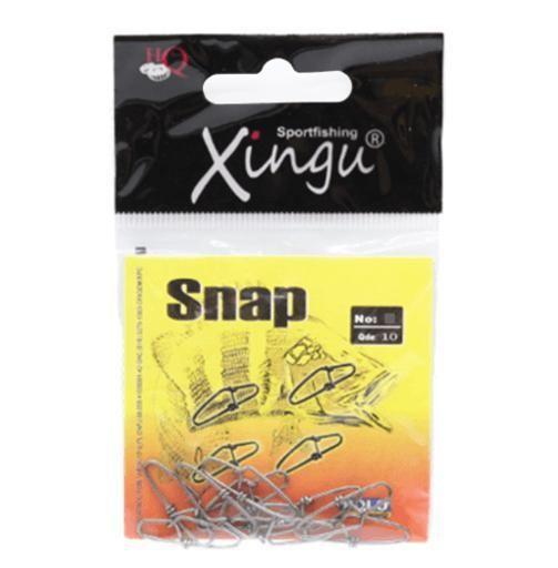 Imagem de Kit 10 Snap Pesca Xingu N-5 Aço Inox Suporta Até 32Kg