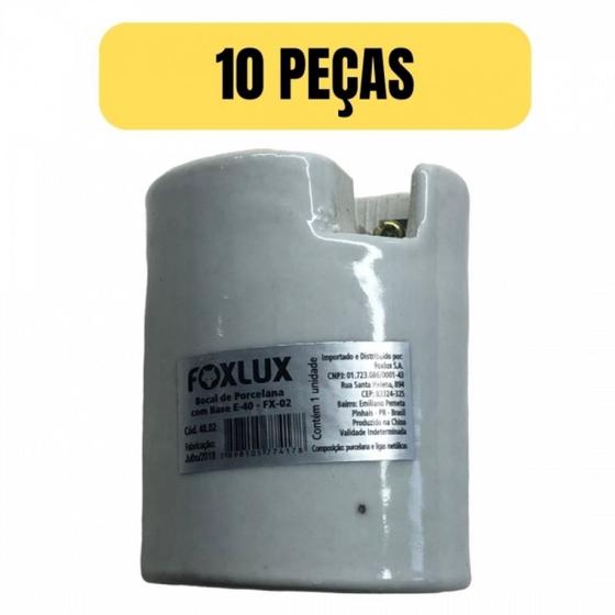 Imagem de Kit 10 soquete receptaculo porcelana bocal e40 foxlux 40.02