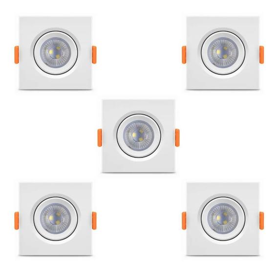 Imagem de Kit 10 Spot Cob Direcionável Quadrado 5w Bivolt Teto Branco Quente