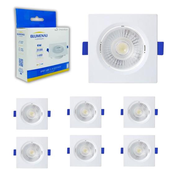 Imagem de Kit 10 Spot De Led Embutir 6w Quadrado Luminária Teto Dicróica Gesso Forro Sanca Bivolt 110v/220v