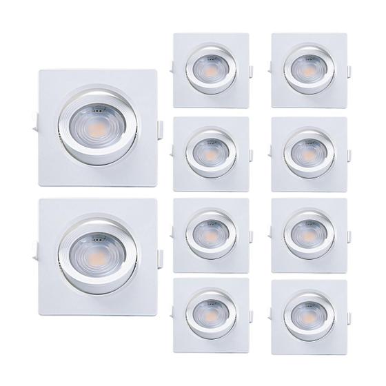 Imagem de Kit 10 Spot de Led Embutir Alltop Par20 Quadrado 7W Bivolt Taschibra