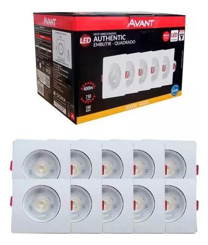 Imagem de Kit 10 Spot Lâmpadas Led Quadrada 5w 3000k Avant