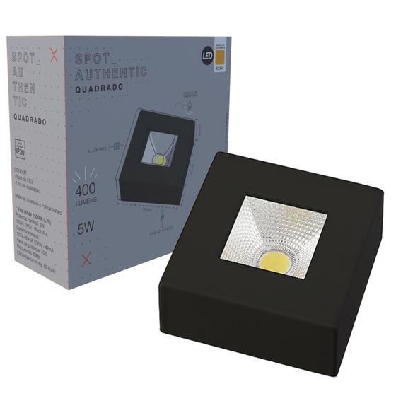 Imagem de Kit 10 Spot Led COB Quadrado Sobrepor 5w Preto Branco Quente 3000K