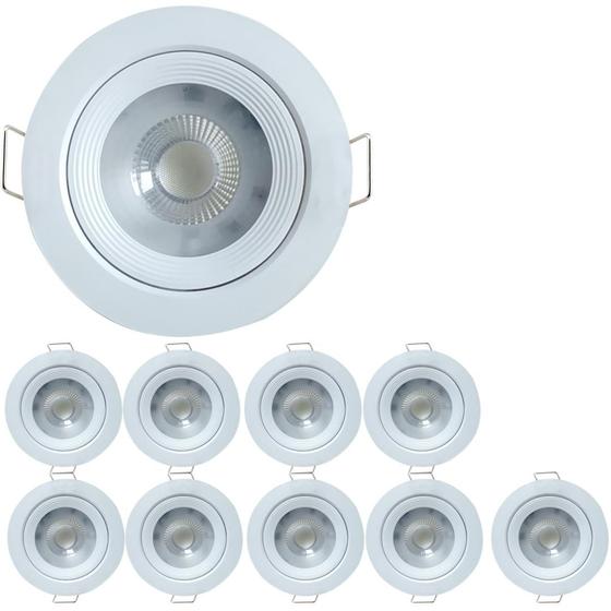 Imagem de Kit 10 Spot Led Dicroica Embutir Redondo 3W 6000k MR11 Branco Frio Luminária Direcional Teto Gesso Casa Loja Sanca