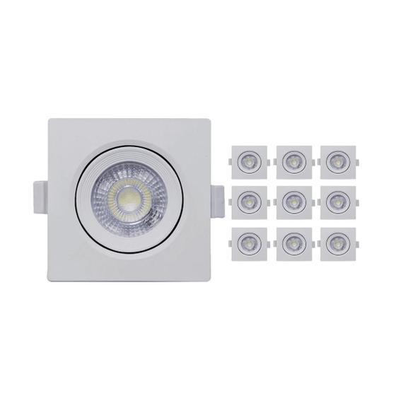 Imagem de Kit 10 Spot Led Embutir 5w Quadrado 3000k Branco Quente Bivolt