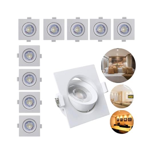 Imagem de Kit 10 Spot Led Embutir Quadrado 5w 6500k Luz Branco Fria