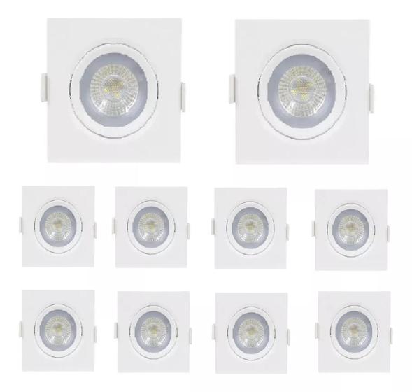 Imagem de Kit 10 Spot Led Embutir Quadrado Direcional 5w Branco Frio