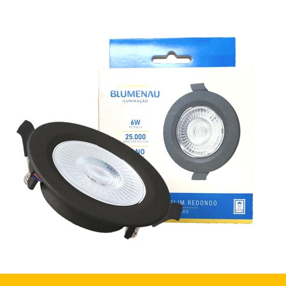 Imagem de Kit 10 Spot Led Preto Redondo Embutir 6w Branco Quente 3000K