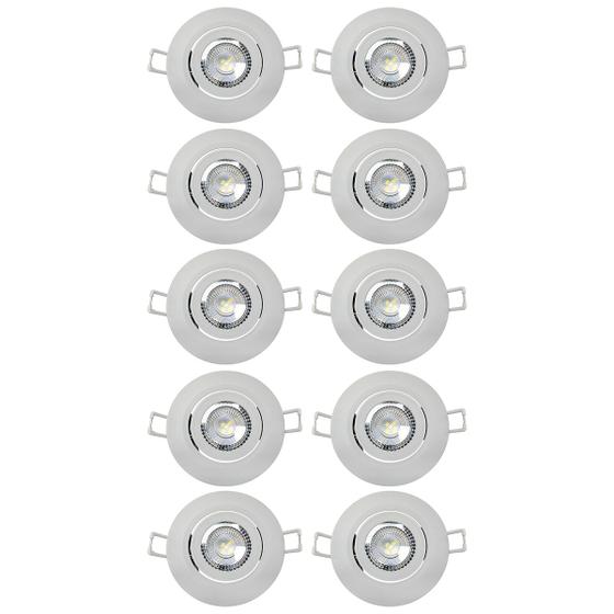 Imagem de Kit 10 Spot Led Redonda Branco 3w Embutir Avant 6500k Frio