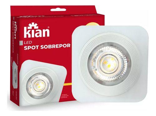 Imagem de Kit 10 Spot Led Sobrepor Quadrado Branco 5w 3000k Kian