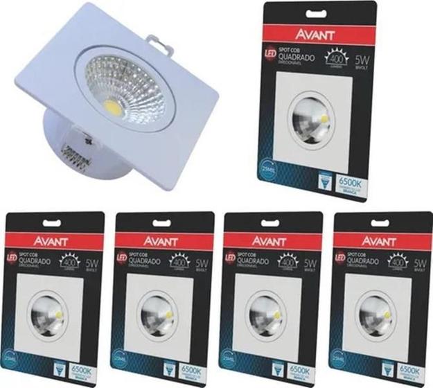 Imagem de Kit 10 Spot Led Supimpa 5W Quadrado 6500K Branco Frio