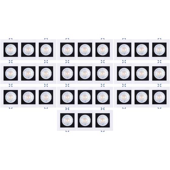 Imagem de Kit 10 spot led triplo direcionavel recuado embutir branco e preto 15w branco neutro 4000k galaxy