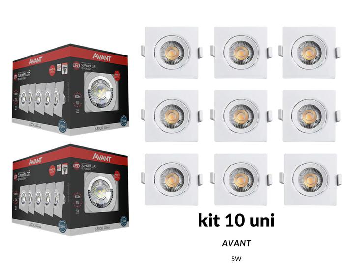 Imagem de KIT 10 SPOT Quadrado De LED 5W Avant 