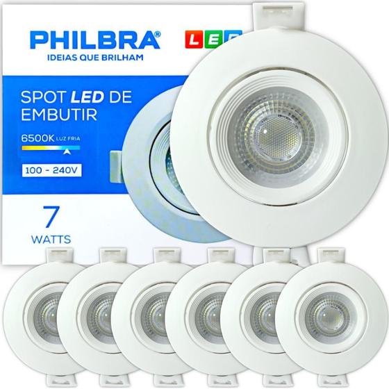 Imagem de Kit 10 Spot Redondo Embutir Direcionável Led 7W Branco Frio