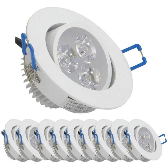 Imagem de Kit 10 Spot Super Led 3w Lampada Direcionável Branco