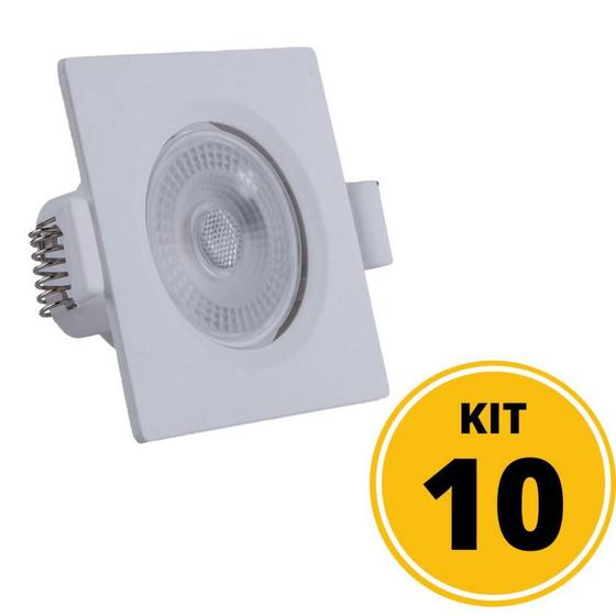 Imagem de Kit 10 Spots de Embutir LED Quadrado PP 7W 6500K  - Startec