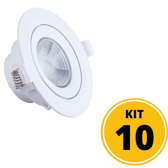 Imagem de Kit 10 Spots de Embutir LED Redondo PP 5W 6500K  Luminária Teto/Gesso - Startec