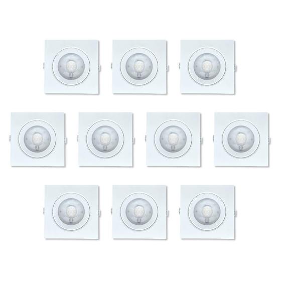 Imagem de Kit 10 Spots Led Quadrado De Embutir 3W Bivolt Luz Branca