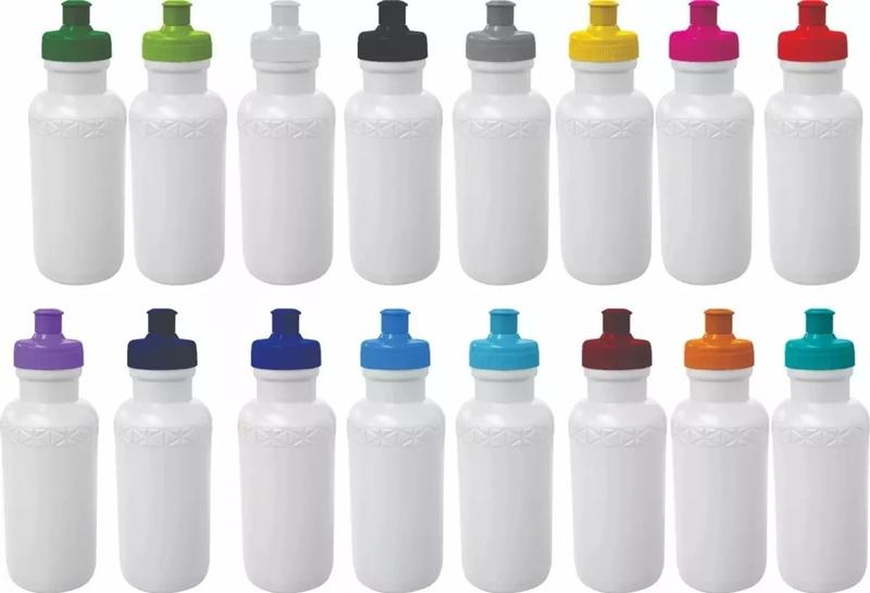 Kit 10 Squeeze Branco 500ml - Com Tampa Colorida Menor preço em Kit 10 Squeeze Branco 500ml - Com Tampa Colorida
