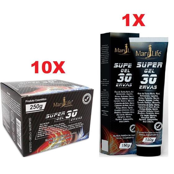 Imagem de Kit 10 Super Gel 30 Ervas 250g  + 1 Super Gel 30 Ervas 150g