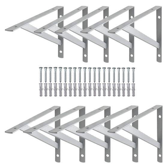 Imagem de Kit 10 Suporte Prateleira Mão Francesa Leve 25CM Em Aço