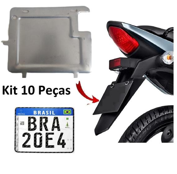 Imagem de Kit 10 Suporte Protetor De Placa De Moto Padrão Novo Mercosul Universal Resistente