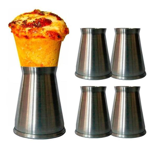 Imagem de Kit 10 Suportes Alumínio Escovado Pizza Cone Medio Gastrobel