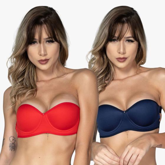 Imagem de Kit 10 Sutiãs Sem Alça Com Bojo e Costas Expostas Liso