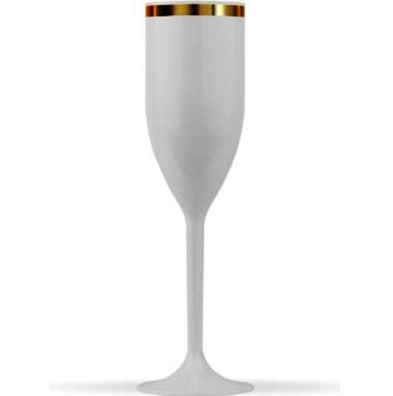 Imagem de Kit 10 Taças Champanhe com borda dourada Acrílico 170ml