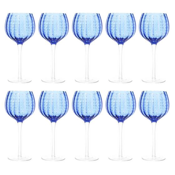Imagem de Kit 10 Taças para Vinho de Vidro Orquídea Azul 450ml Wolff