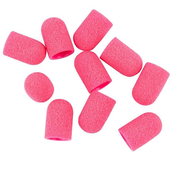 Imagem de Kit 10 Tampa De Lixa Cônica 7X13Mm Rosa Grão 180 Fino Unhas