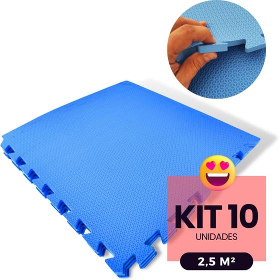 Imagem de Kit 10 Tapete EVA Infantil 2,5m² Tatame 50x50cm 10mm Bebe Criança Brinquedoteca Yoga Atividades Físicas Interativo