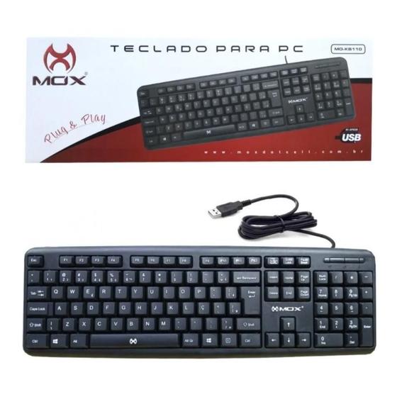 Imagem de Kit 10 Teclados Com Fio 2.0 Usb 110 Tecla Ergonômico Atacado