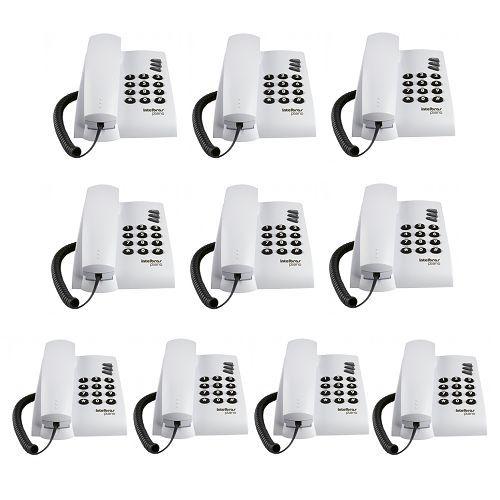 Imagem de Kit 10 Telefones Com Fio Mesa ou Parede Pleno Branco Intelbras
