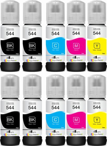 Kit 10 Tintas T544 L1110 L3010 L3150 L3160 L5190 L3250s Menor preço em Kit 10 Tintas T544 L1110 L3010 L3150 L3160 L5190 L3250s