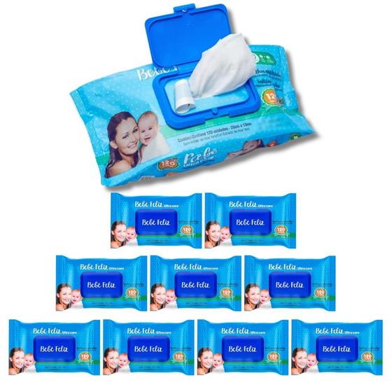 Imagem de KIT 10 Toalhas Umedecidas Bebê Feliz 120 folhas