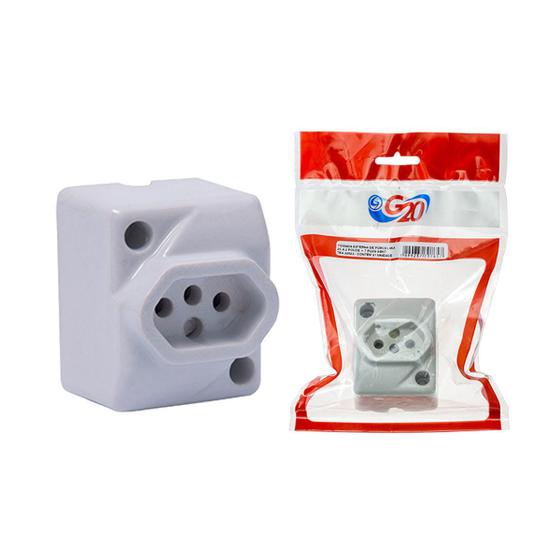 Kit 10 Tomada Sobrepor De Porcelana Plugue Padrão ABNT 25a Menor preço em Kit 10 Tomada Sobrepor De Porcelana Plugue Padrão ABNT 25a
